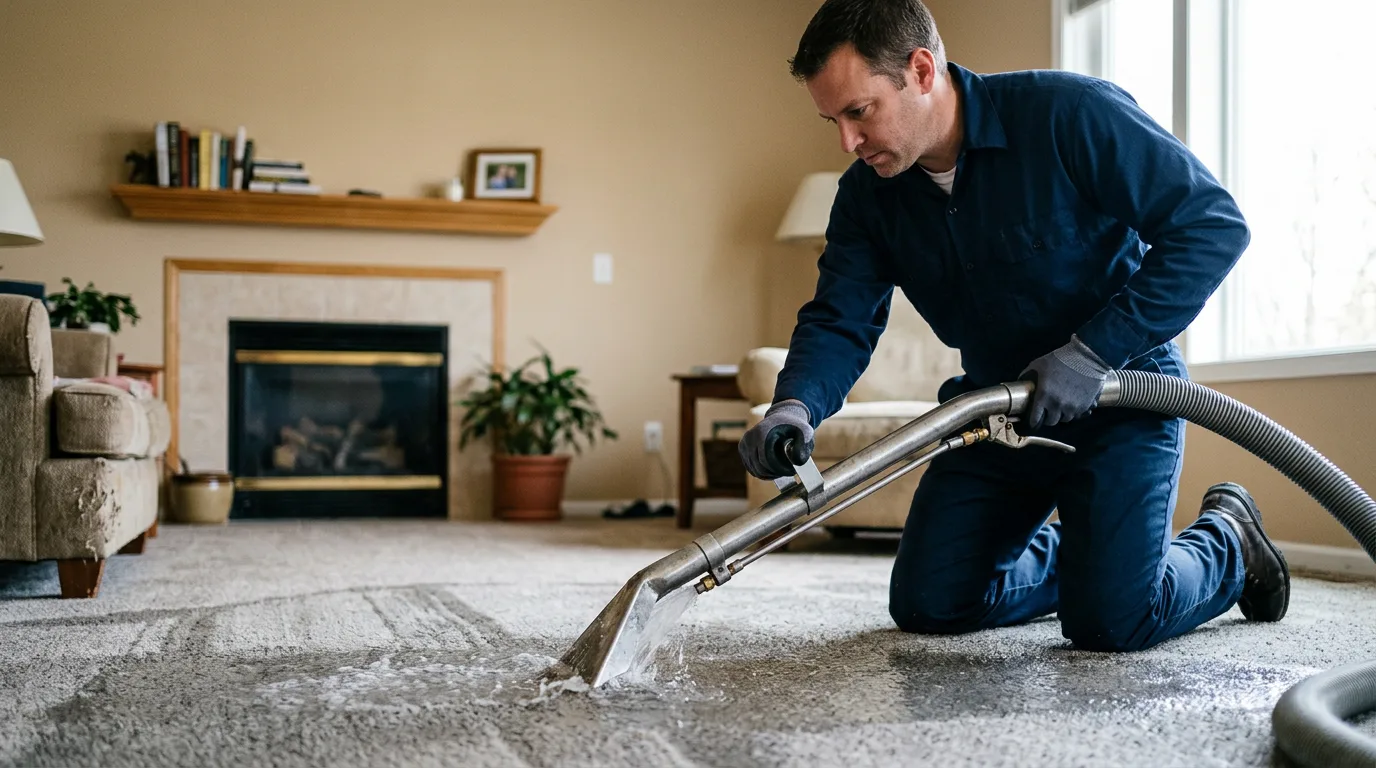 Water damage restoration technician working near Little Lake, MI